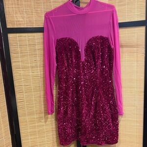 Elegant Pink Sequin Dress